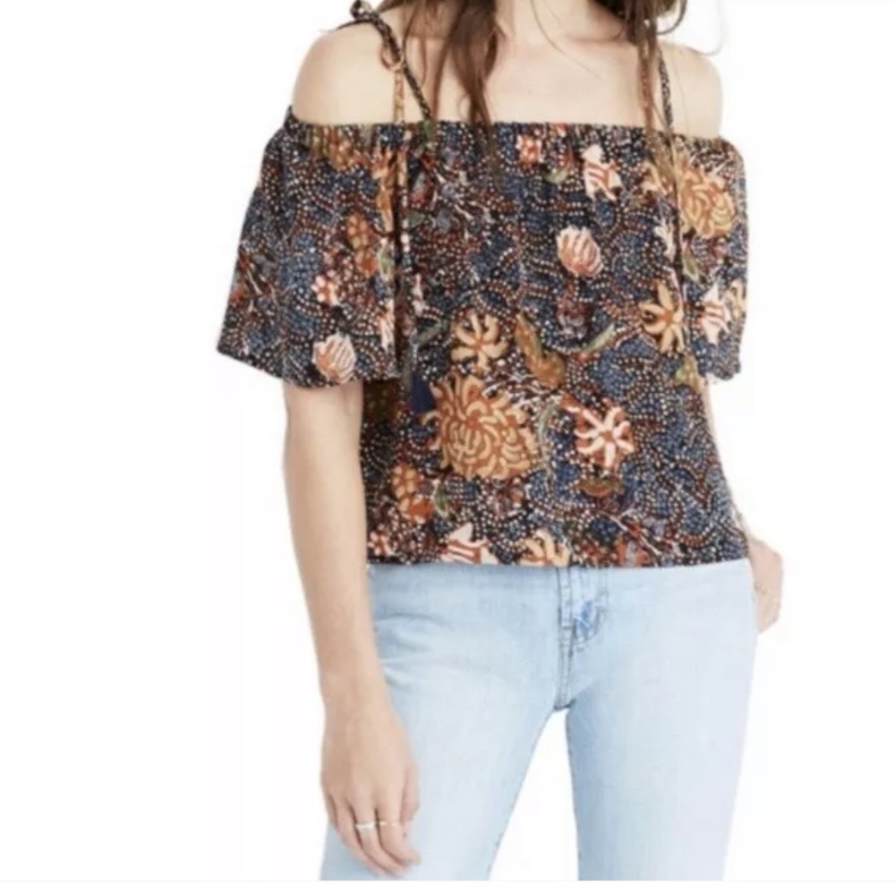 MADEWELL Off-the-Shoulder Silk Top NWT
